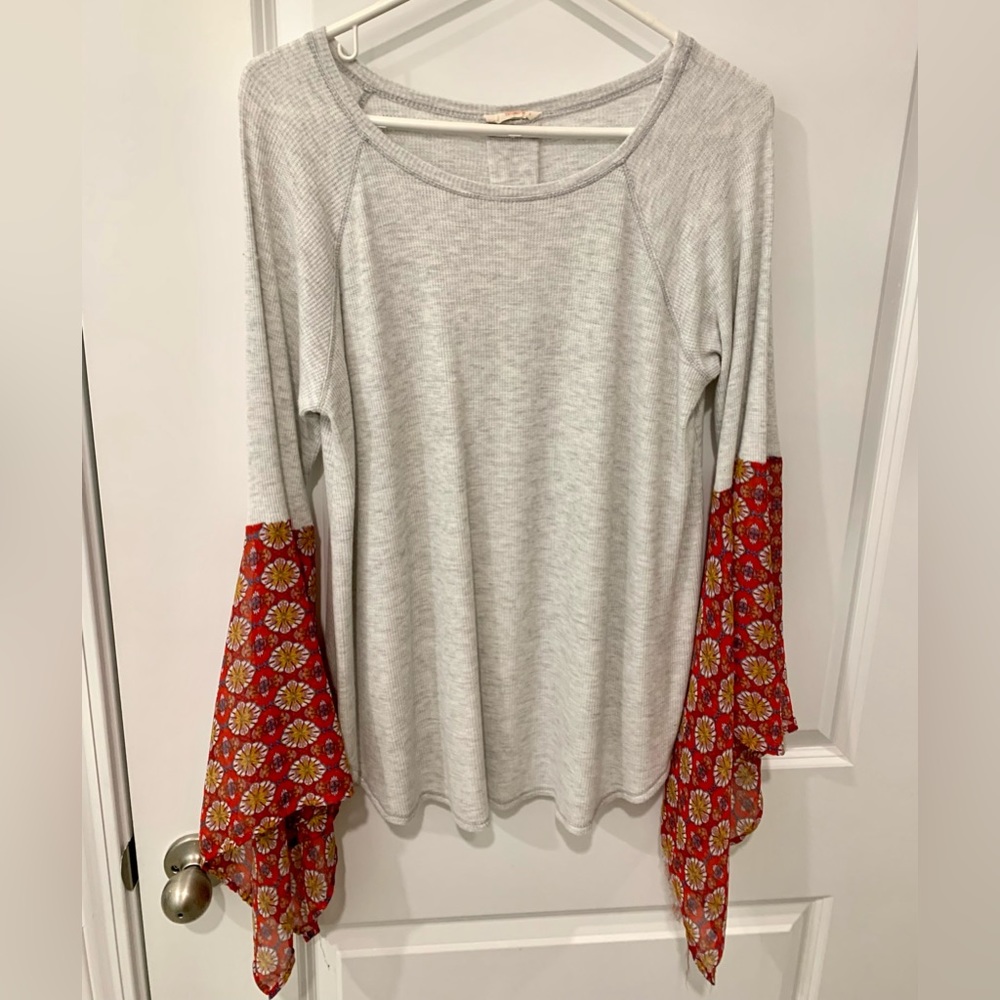Hummingbird Boho Top with Sheer Bell Sleeves